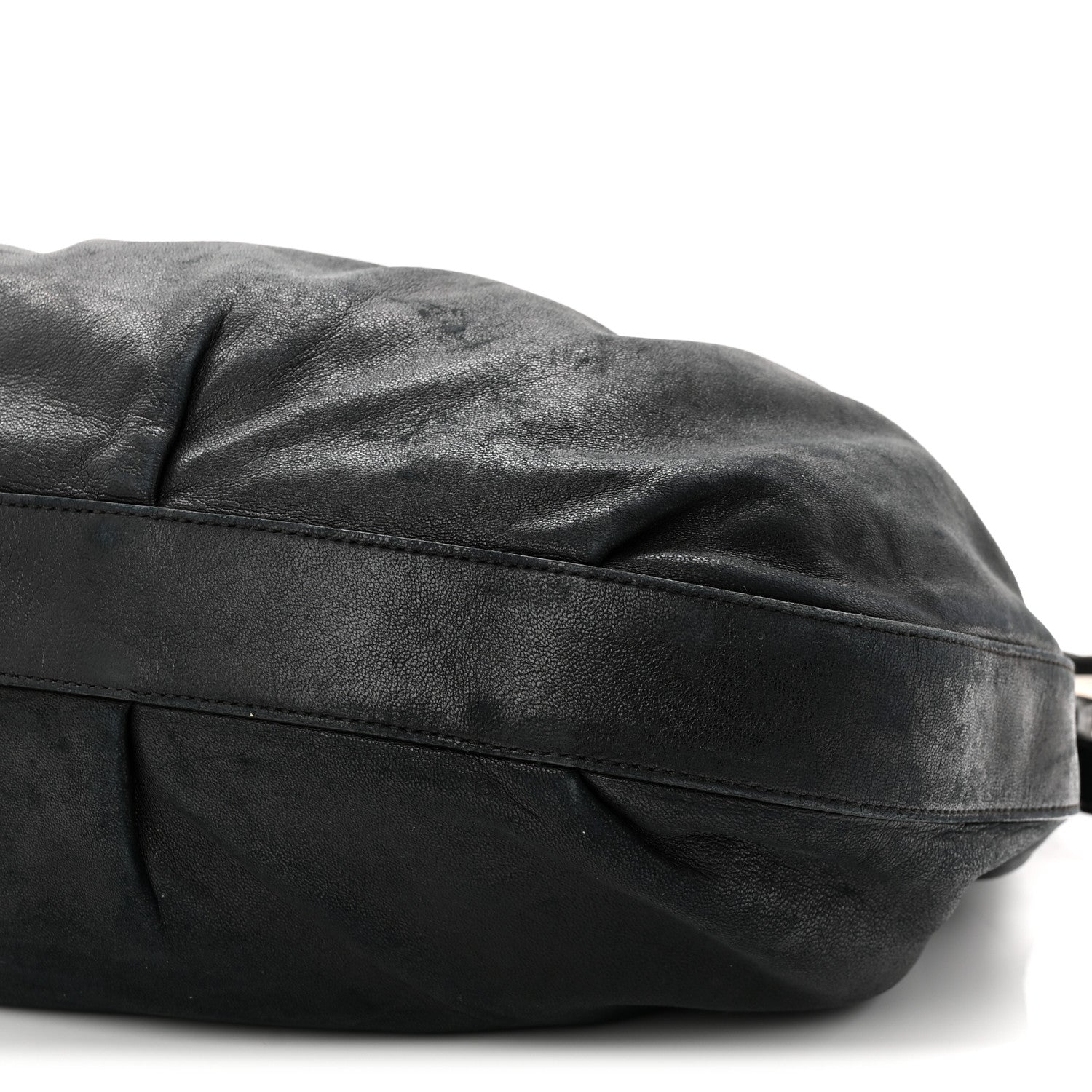 Prada Soft Calf Pleated Hobo Black 10 of 10