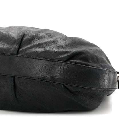 Prada Soft Calf Pleated Hobo Black 10 of 10