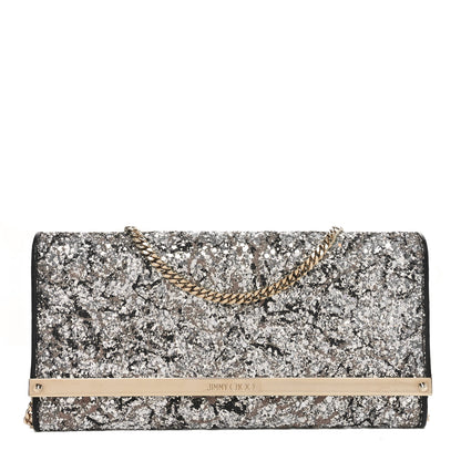 Jimmy Choo Glitter Milla Wallet on Chain Silver 1 of 9
