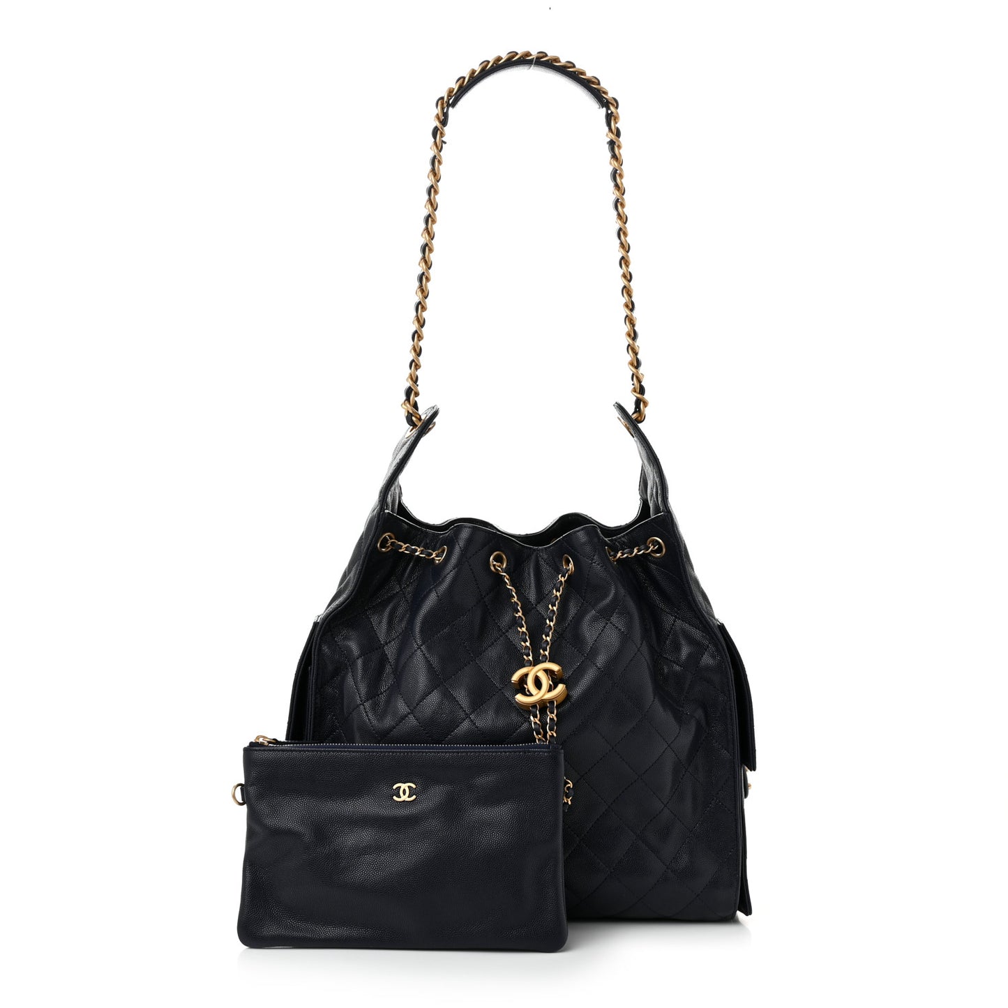 Caviar Quilted Medium Chanel 25 Handbag Dark Navy