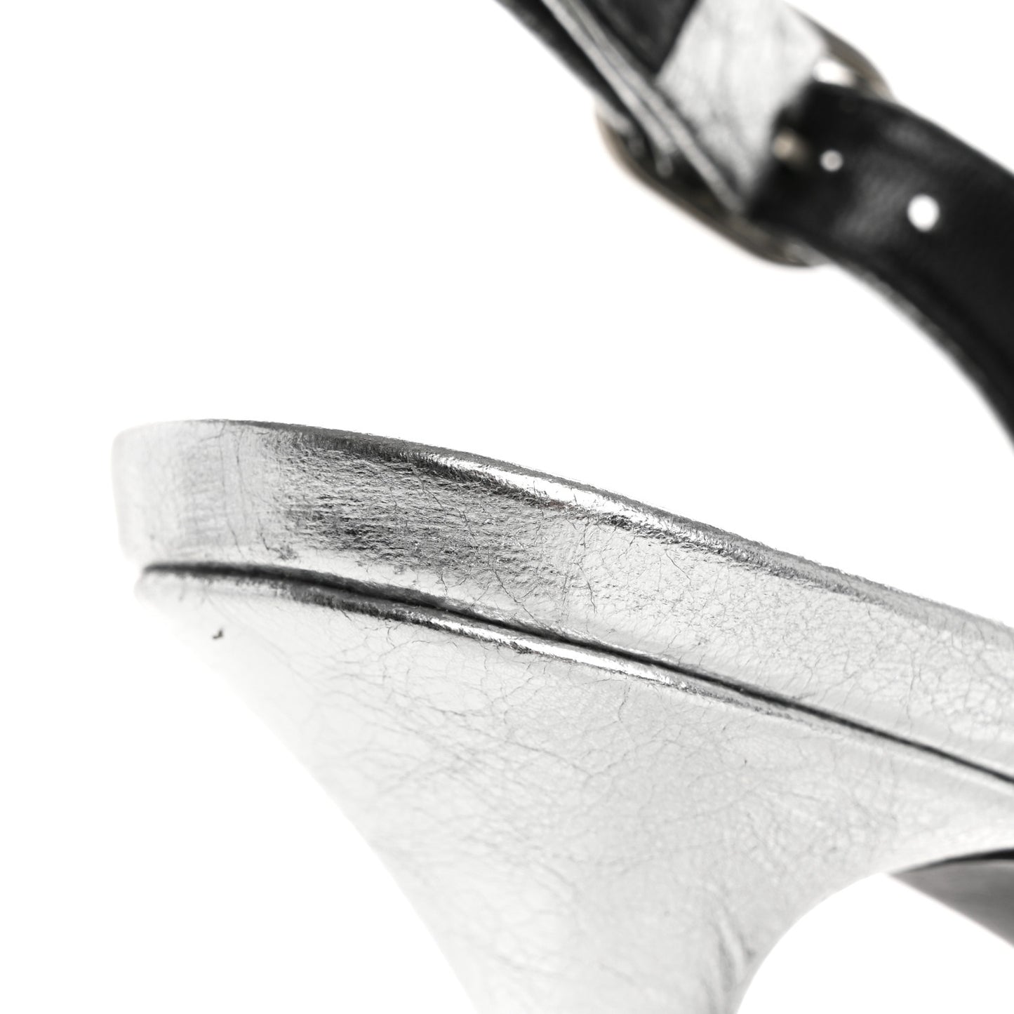 Agneau Metallic Arena Cagole 70mm Slingback Pumps 38 Silver