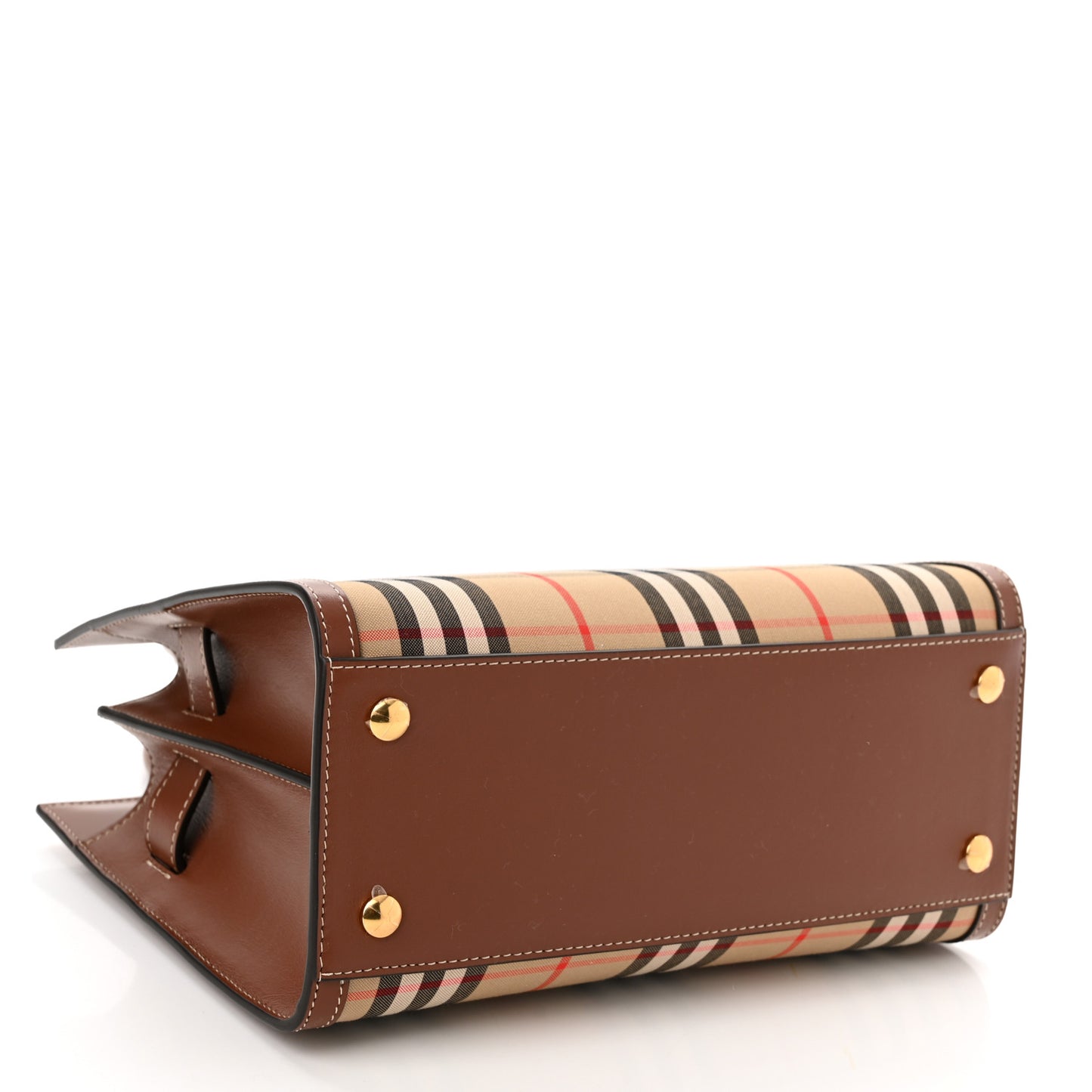 Calfskin Vintage Check Mini Two Handle Title Bag Archive Beige