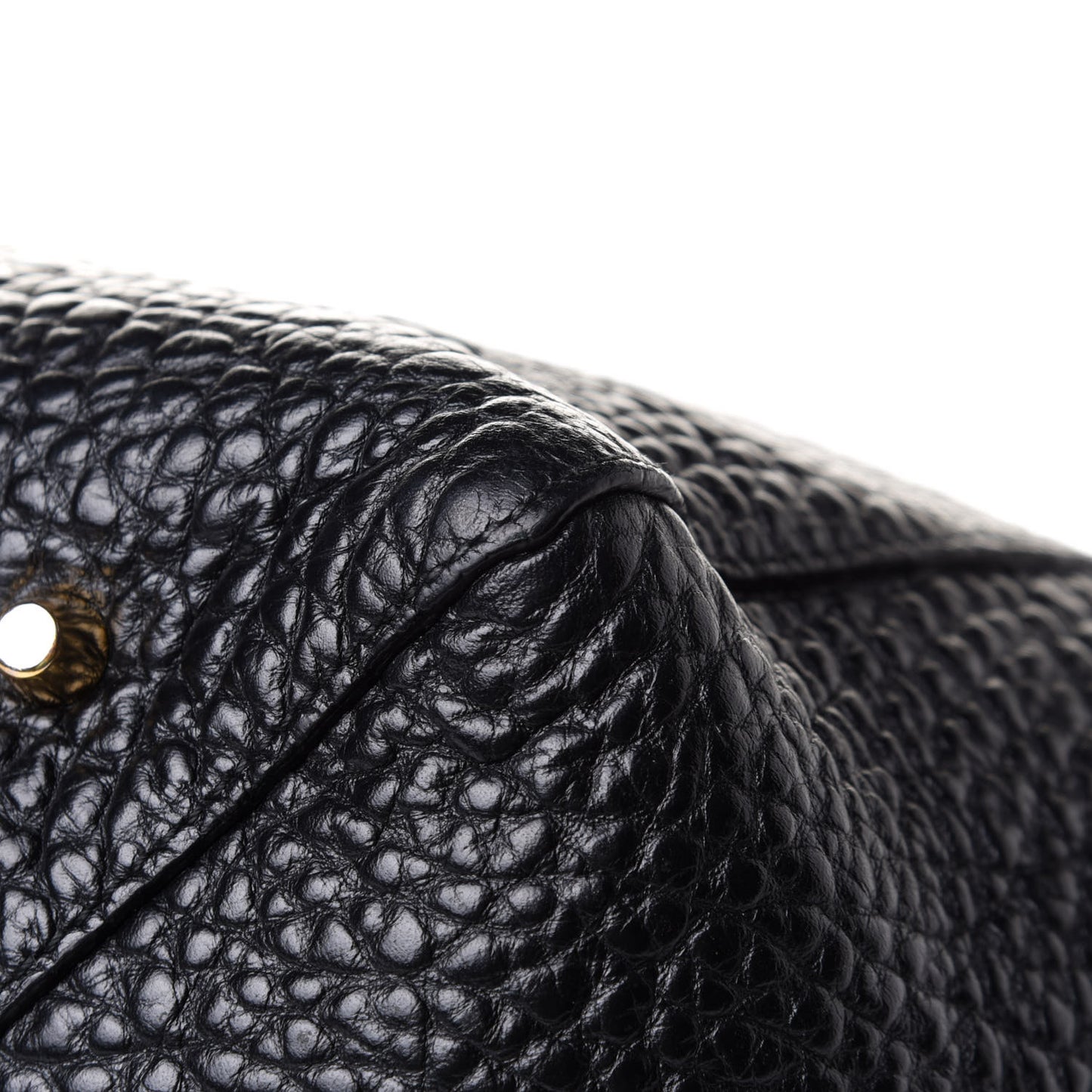 Signature Grain Calfskin Check Embossed Small Canterbury Tote Black