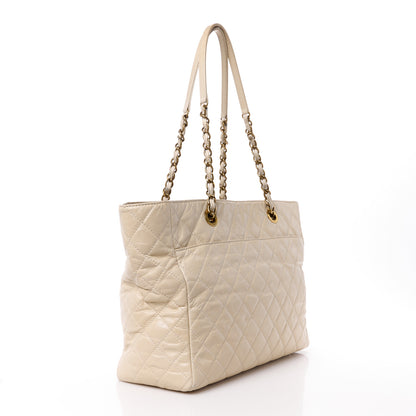 Chanel Glazed Calfskin Quilted Large Front Pocket Tote Beige 3 of 14