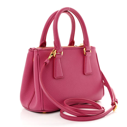 Prada Saffiano Lux Micro Galleria Double Zip Tote Peonia 3 of 11