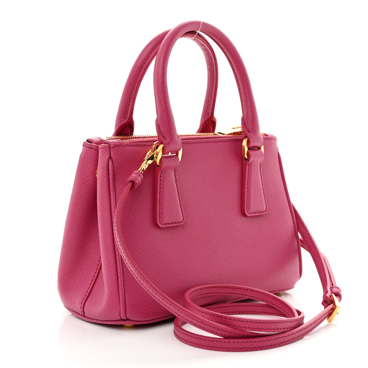 Prada Saffiano Lux Micro Galleria Double Zip Tote Peonia 3 of 11