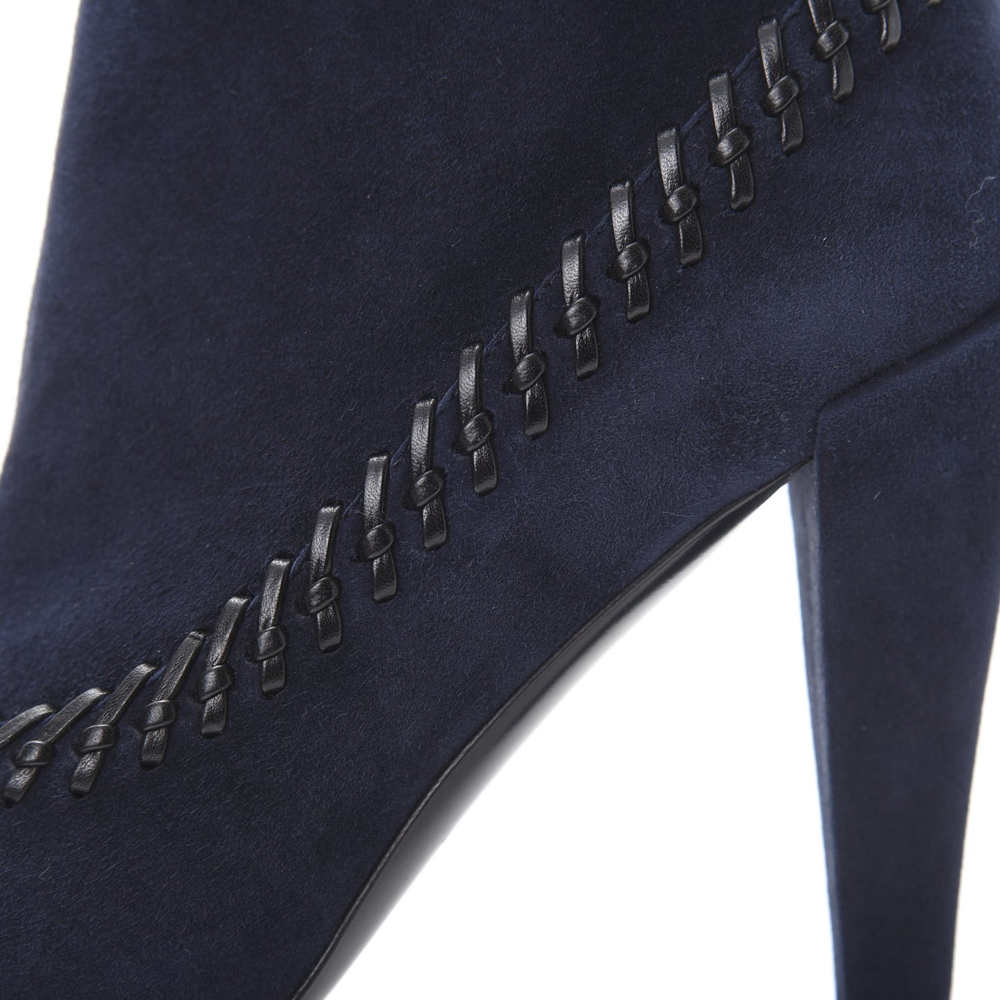 Suede Lambskin Short Boots 35.5 Navy Blue Black
