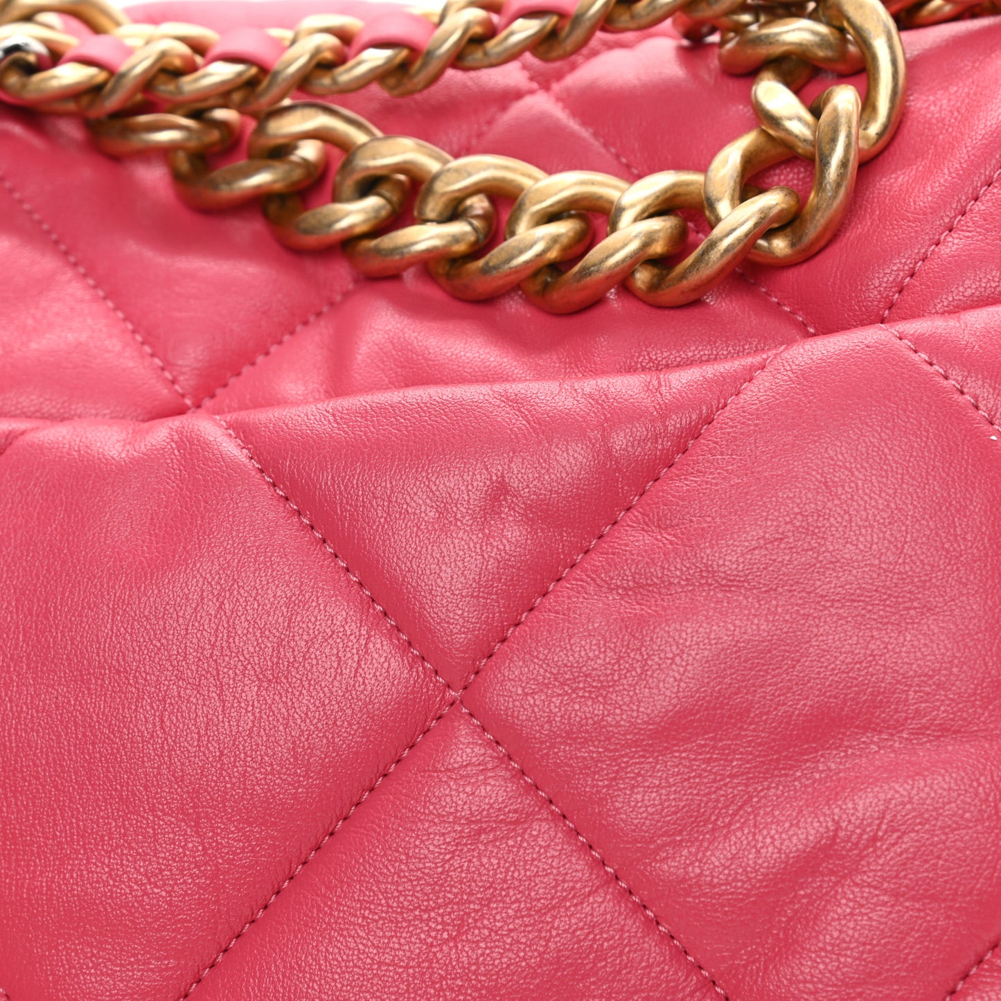 Goatskin Quilted Large Chanel 19 Flap Dark Pink