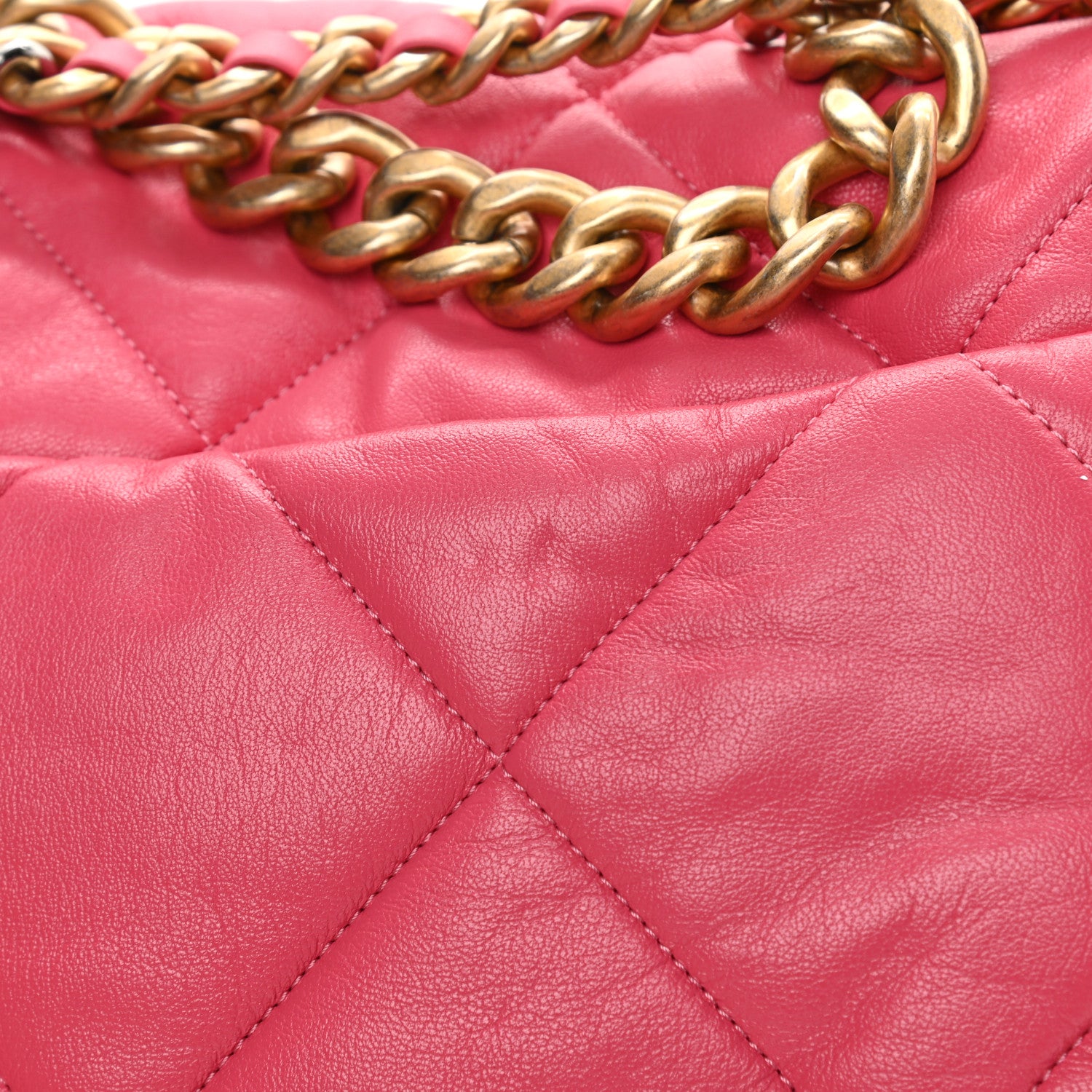 Chanel Goatskin Quilted Large Chanel 19 Flap Dark Pink 11 of 12