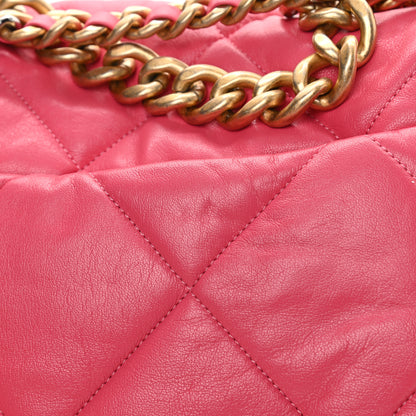 Chanel Goatskin Quilted Large Chanel 19 Flap Dark Pink 11 of 12