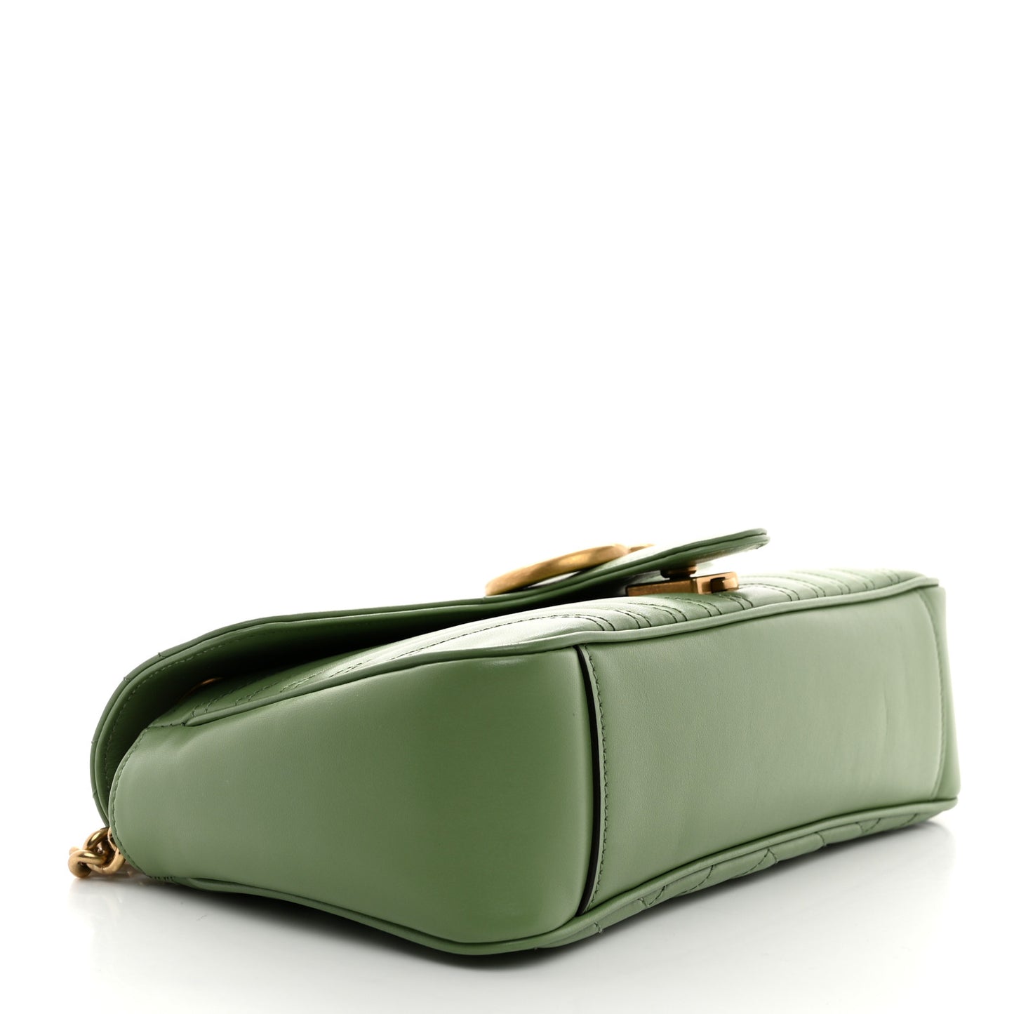 Calfskin Matelasse Small GG Marmont Shoulder Bag Salamander Green
