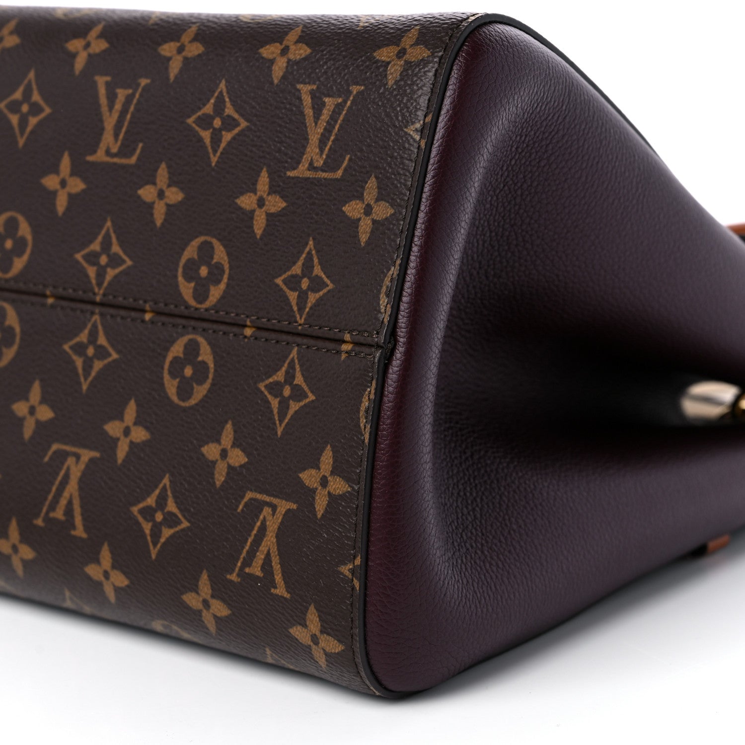 Louis Vuitton Calfskin Monogram Fold Tote MM Black Wine Cream 9 of 10