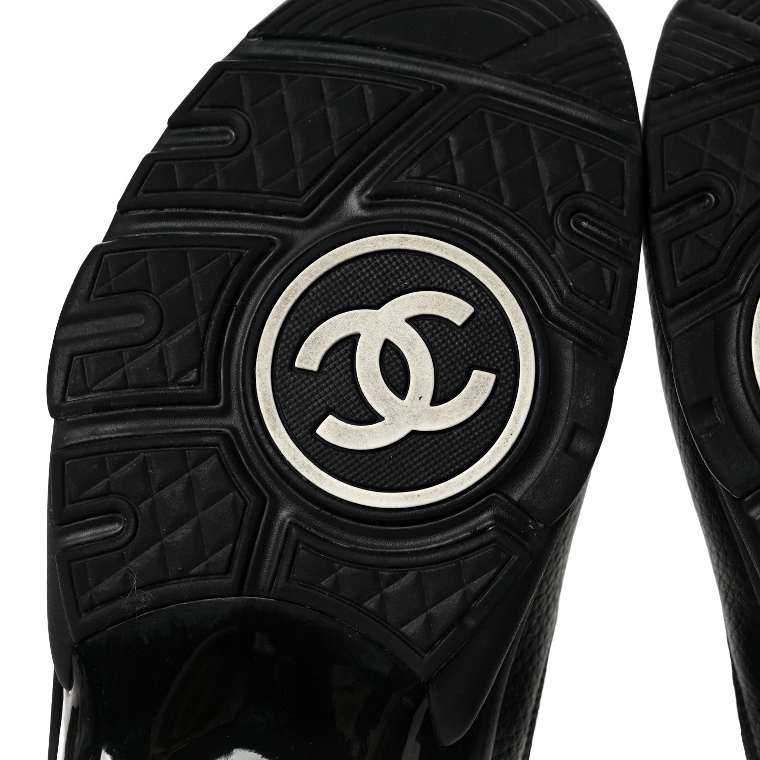 Chanel Mesh Suede Calfskin Grained Calfskin Mens CC Sneakers 45 Black White 6 of 7