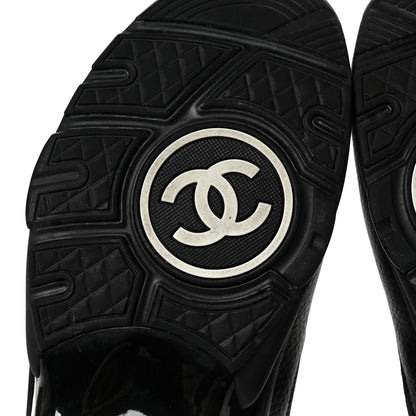 Chanel Mesh Suede Calfskin Grained Calfskin Mens CC Sneakers 45 Black White 6 of 7