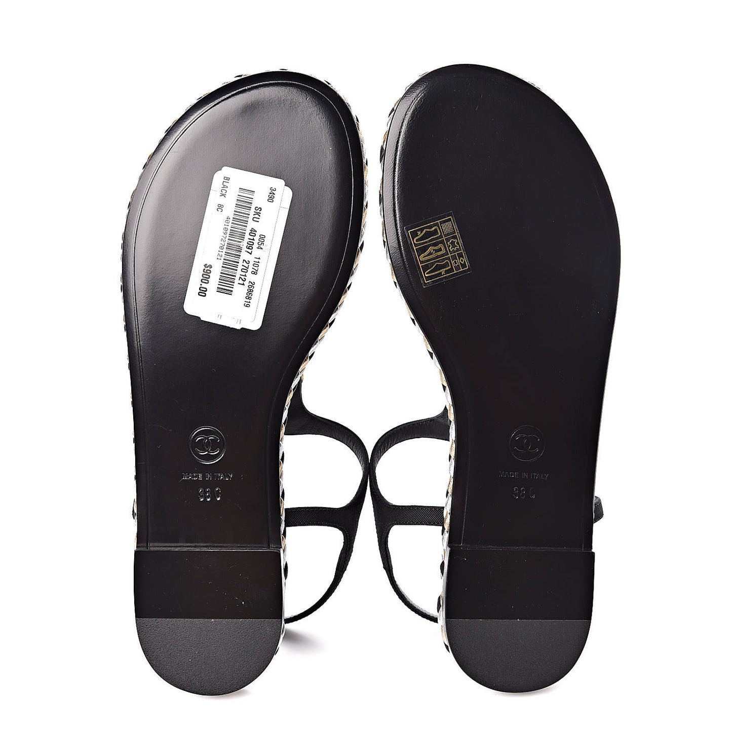 Grosgrain Chain Thong Sandals 38 Black