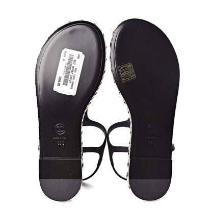 Chanel Grosgrain Chain Thong Sandals 38 Black 5 of 9