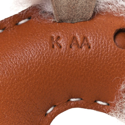 Hermes Milo Lambskin Shearling Budy Charm Gold Craie 4 of 5