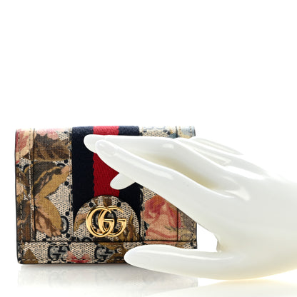 Gucci GG Supreme Monogram Water Flora Web Ophidia Card Case Beige Blue Multicolor 2 of 6