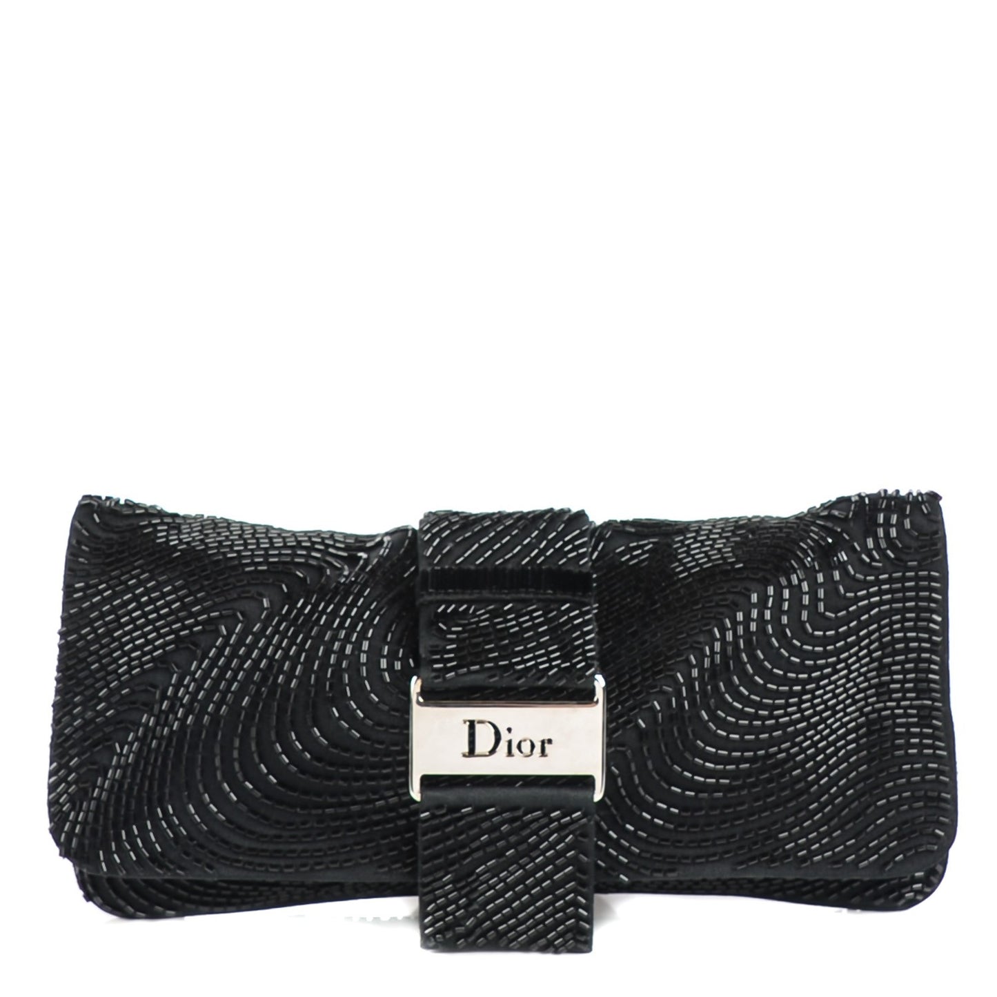 Satin Beaded Clutch Black