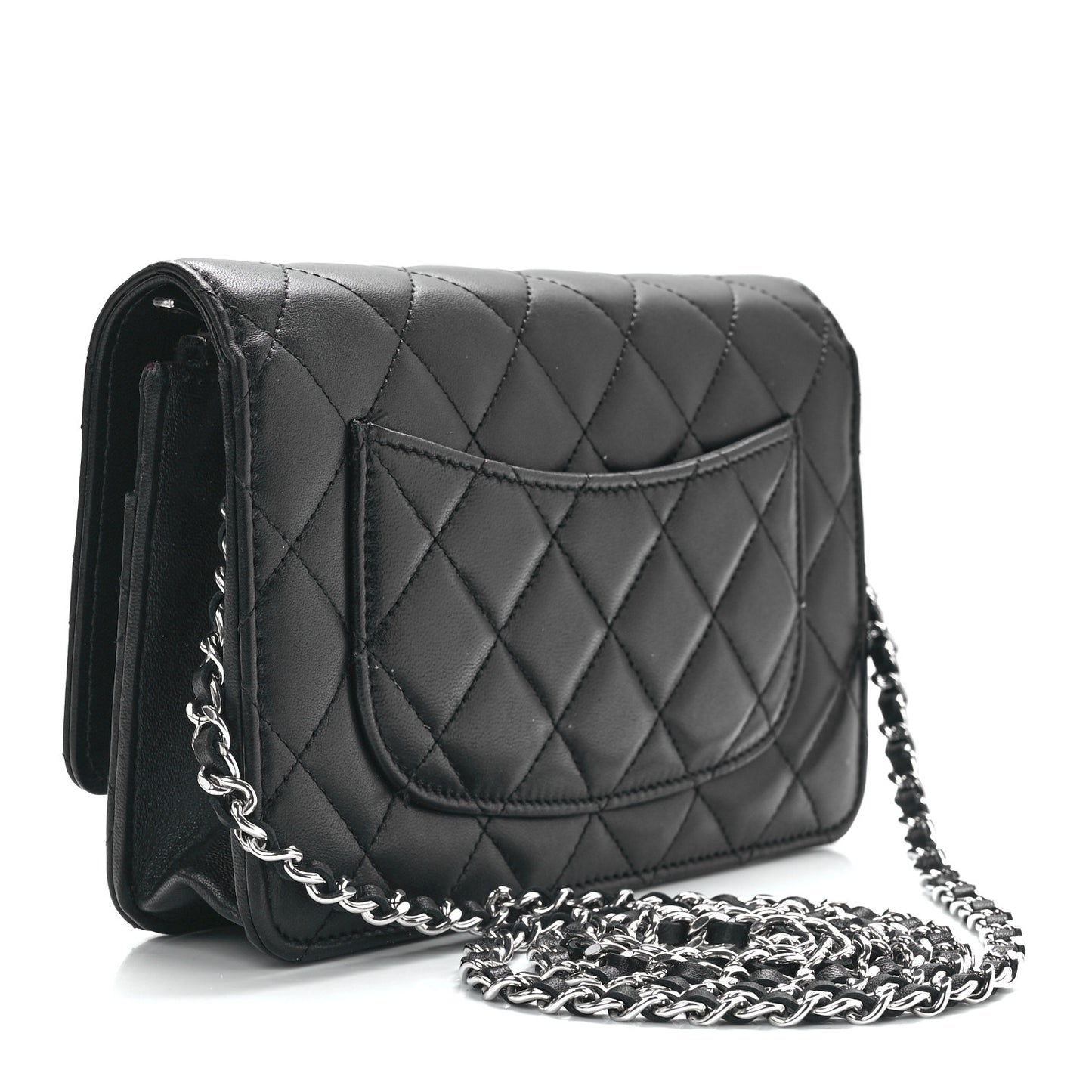 Lambskin Quilted Wallet On Chain WOC Black