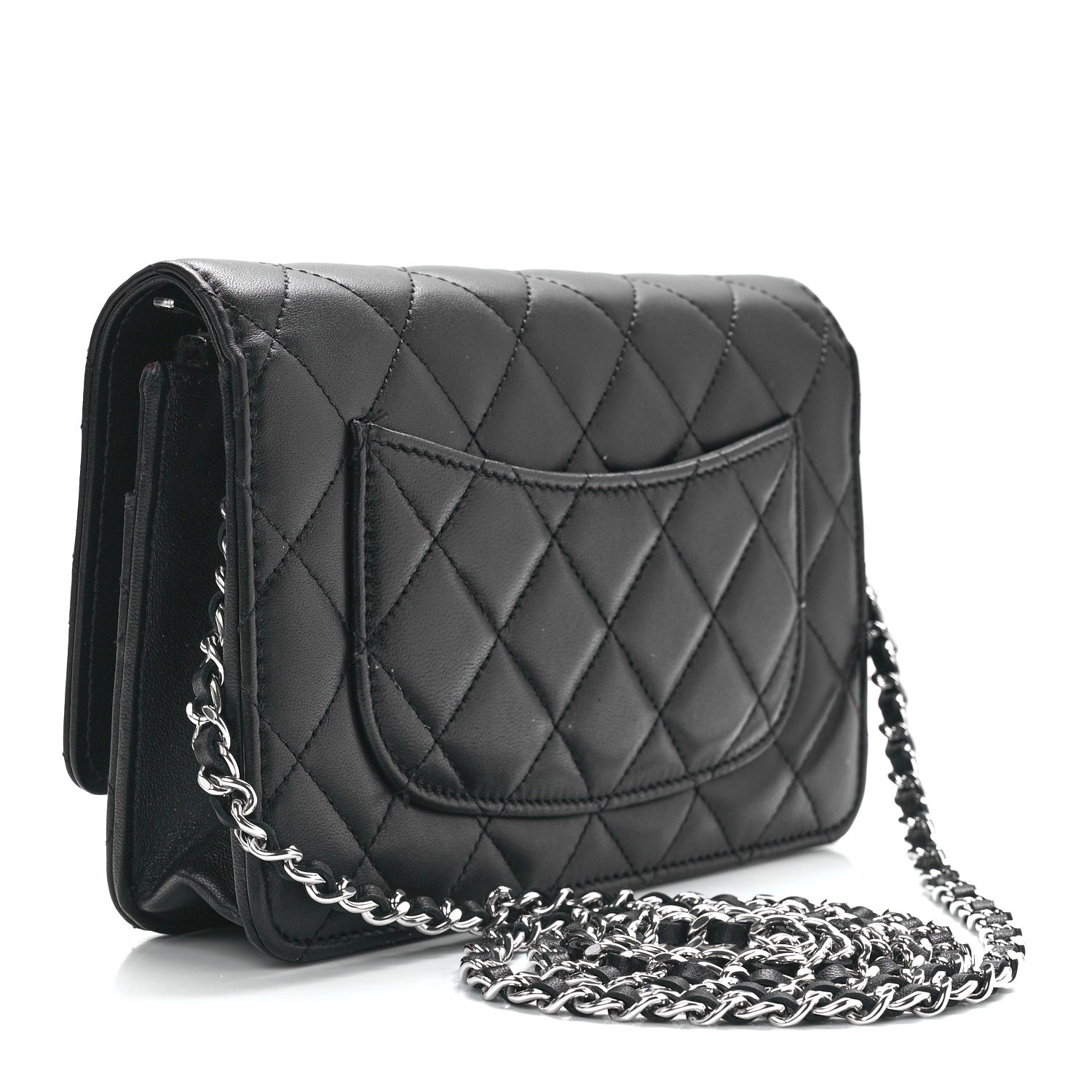 Chanel Lambskin Quilted Wallet On Chain WOC Black 3 of 13