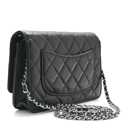Chanel Lambskin Quilted Wallet On Chain WOC Black 3 of 13