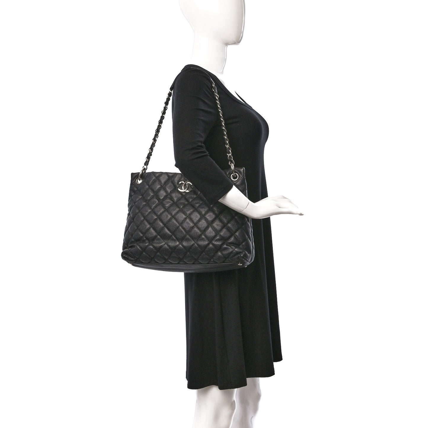 Caviar Quilted Easy Zip Tote Black