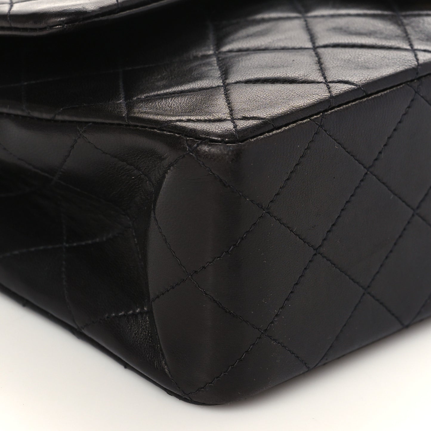 Lambskin Quilted Medium Double Flap Black