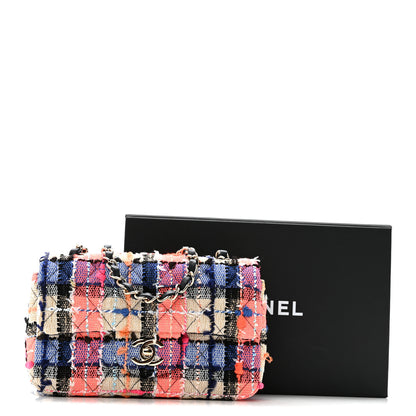 Chanel Tweed Quilted Mini Rectangular Flap Blue Orange Pink 14 of 14