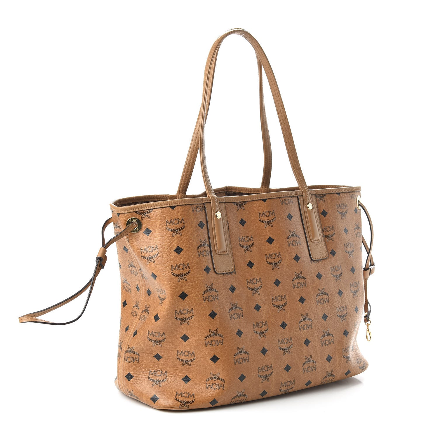 MCM Visetos Medium Liz Reversible Shopper Tote Cognac 3 of 15