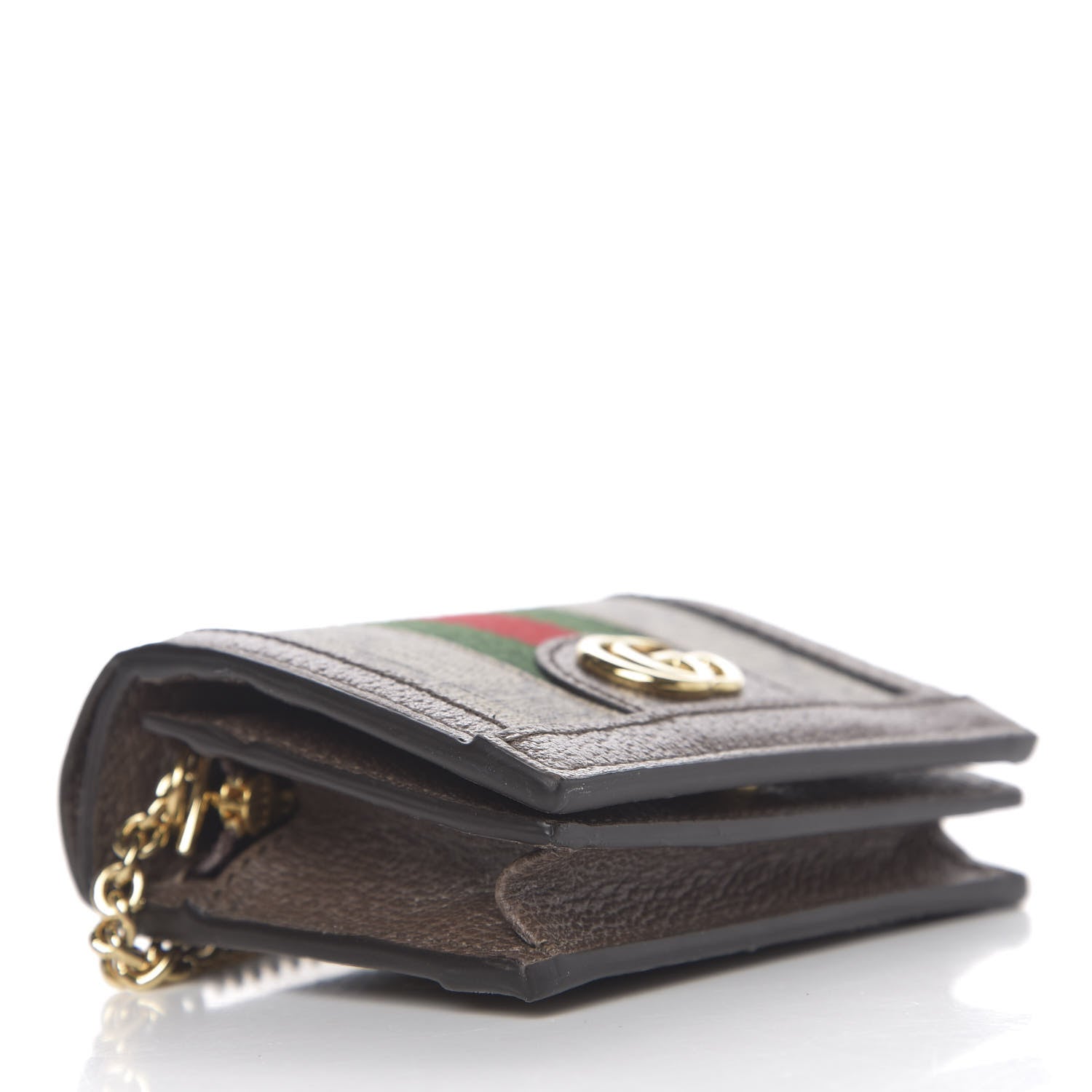 Gucci GG Supreme Monogram Web Ophidia Chain Card Case Wallet Beige New Acero 3 of 6