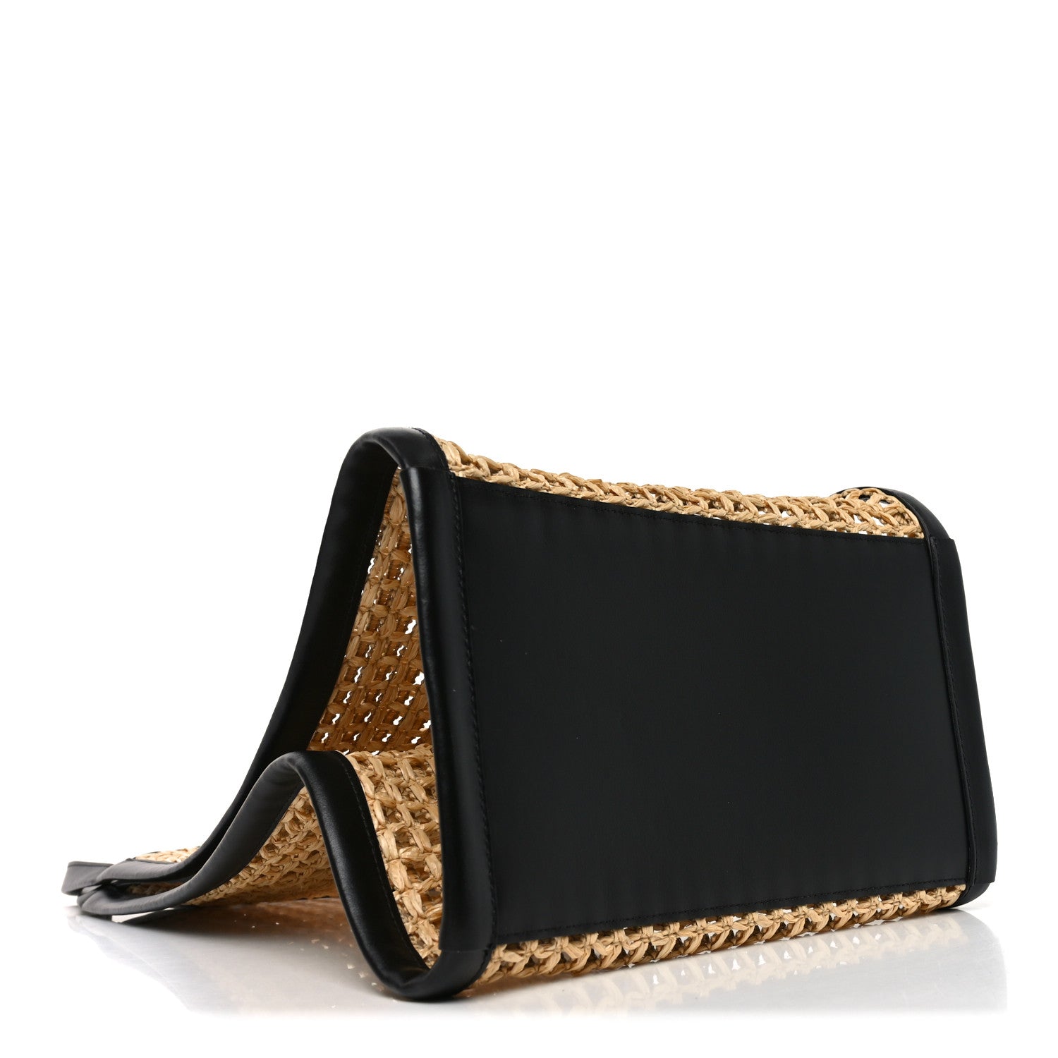 Khaite Raffia Calfskin June Cutout Palm Tote Natural Black 4 of 9