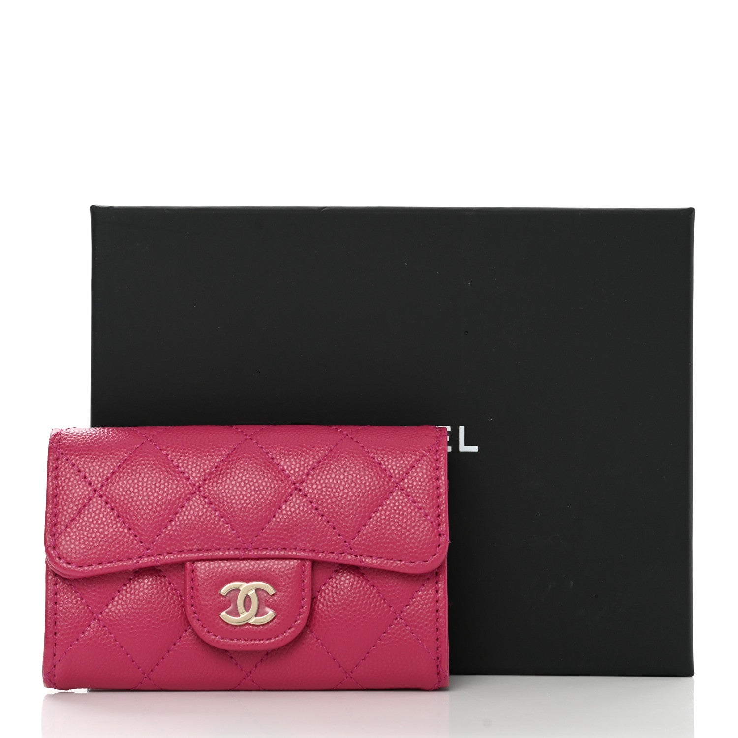 Chanel Caviar Quilted Flap Card Holder Wallet Pink 9 of 9
