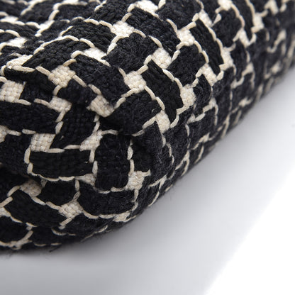 Chanel Tweed Calfskin Woven Single Flap Black Beige 10 of 12