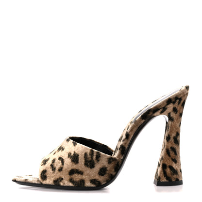 Saint Laurent Velvet Leopard Print Gippy 105 Sandals 38 Brown 1 of 9