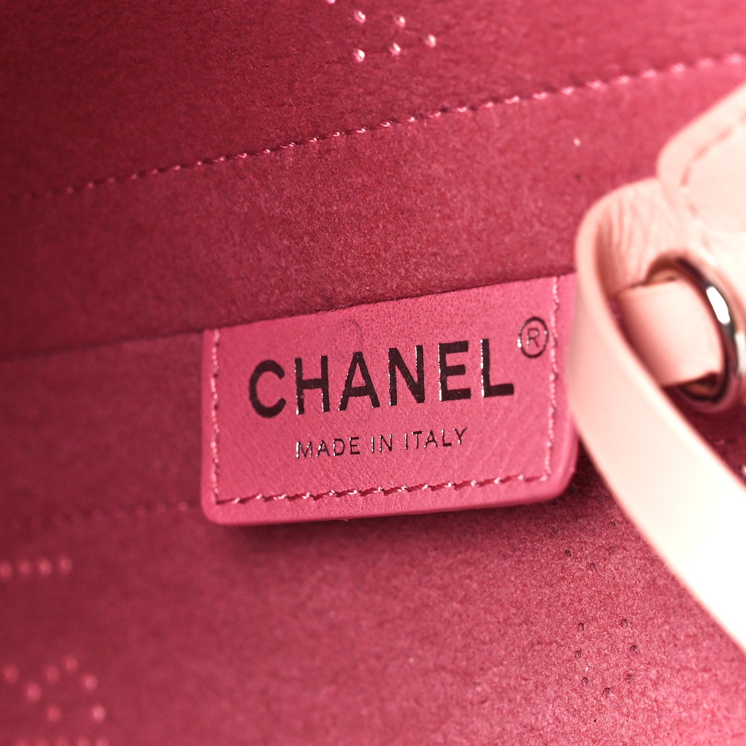 Chanel Calfskin Tweed Small Logo Eyelets Shopping Tote Pink 8 of 13
