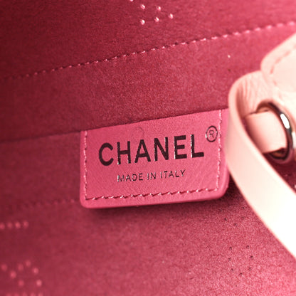 Chanel Calfskin Tweed Small Logo Eyelets Shopping Tote Pink 8 of 13