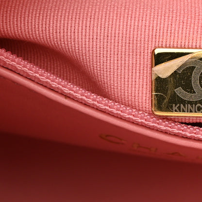 Chanel Shiny Aged Calfskin Quilted Nano Kelly Shopper Coral Pink 7 of 11