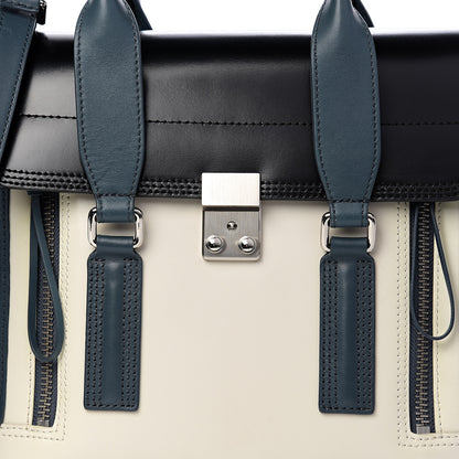 3.1 Phillip Lim 3.1 Calfskin Colorblock Medium Pashli Satchel Steel Off White 6 of 8
