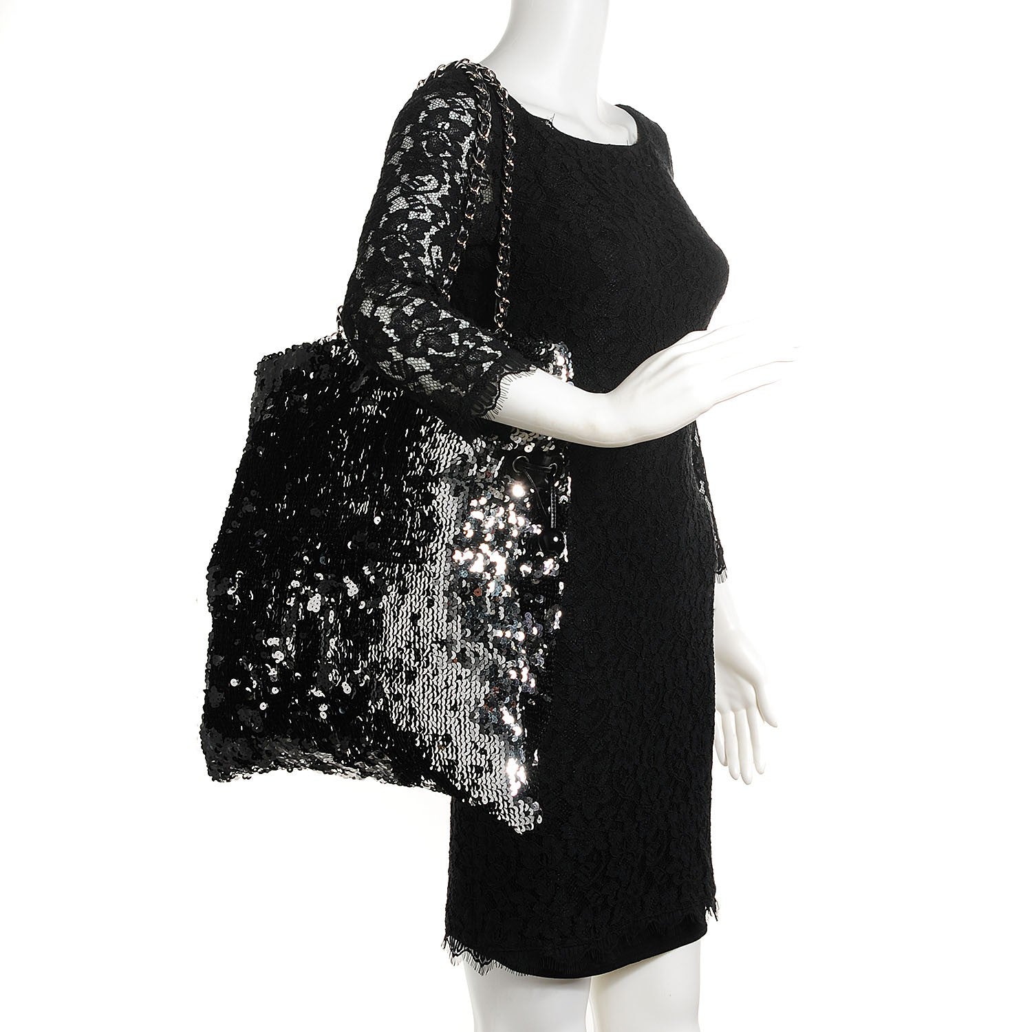Chanel Sequin Summer Night Drawstring Tote Black 2 of 25