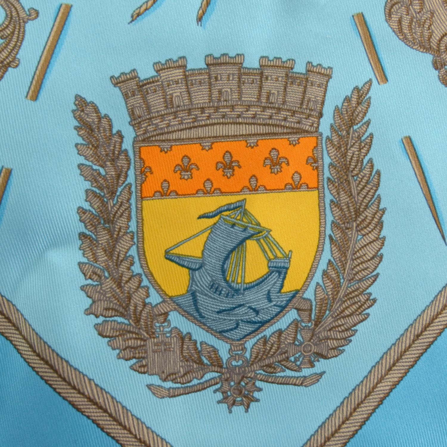 Hermes Silk Les Armes de Paris Pocket Square Scarf 1 of 6