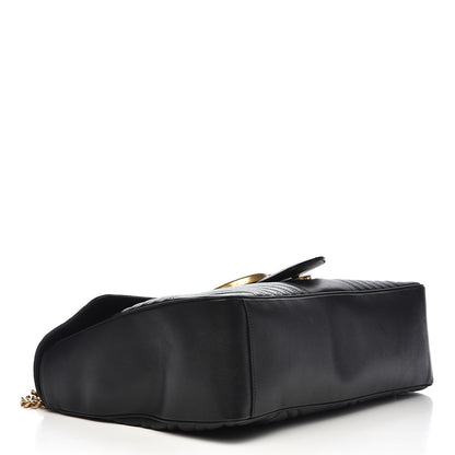 Gucci Calfskin Matelasse Maxi GG Marmont Top Handle Shoulder Bag Black 4 of 16