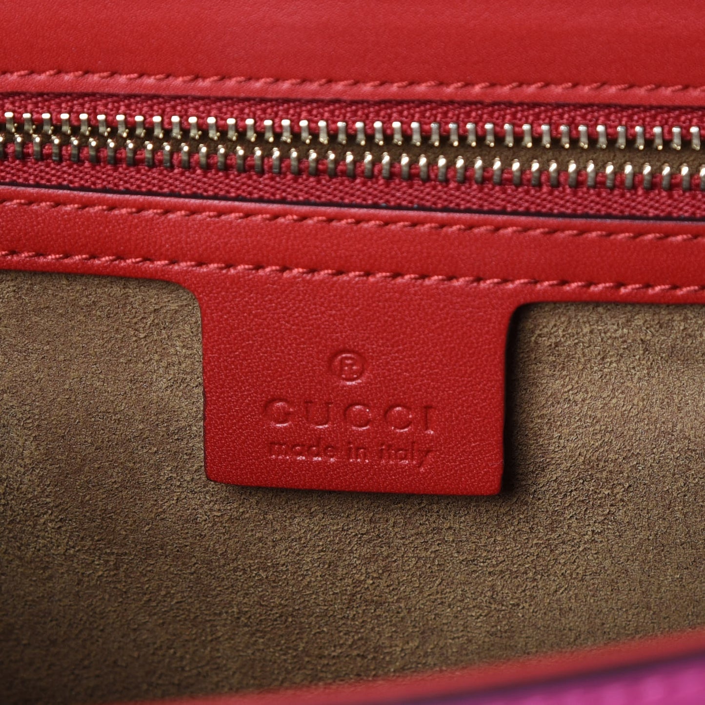 Moon Calfskin Bi-Color Medium Padlock Shoulder Bag New Rosette Hibiscus Red