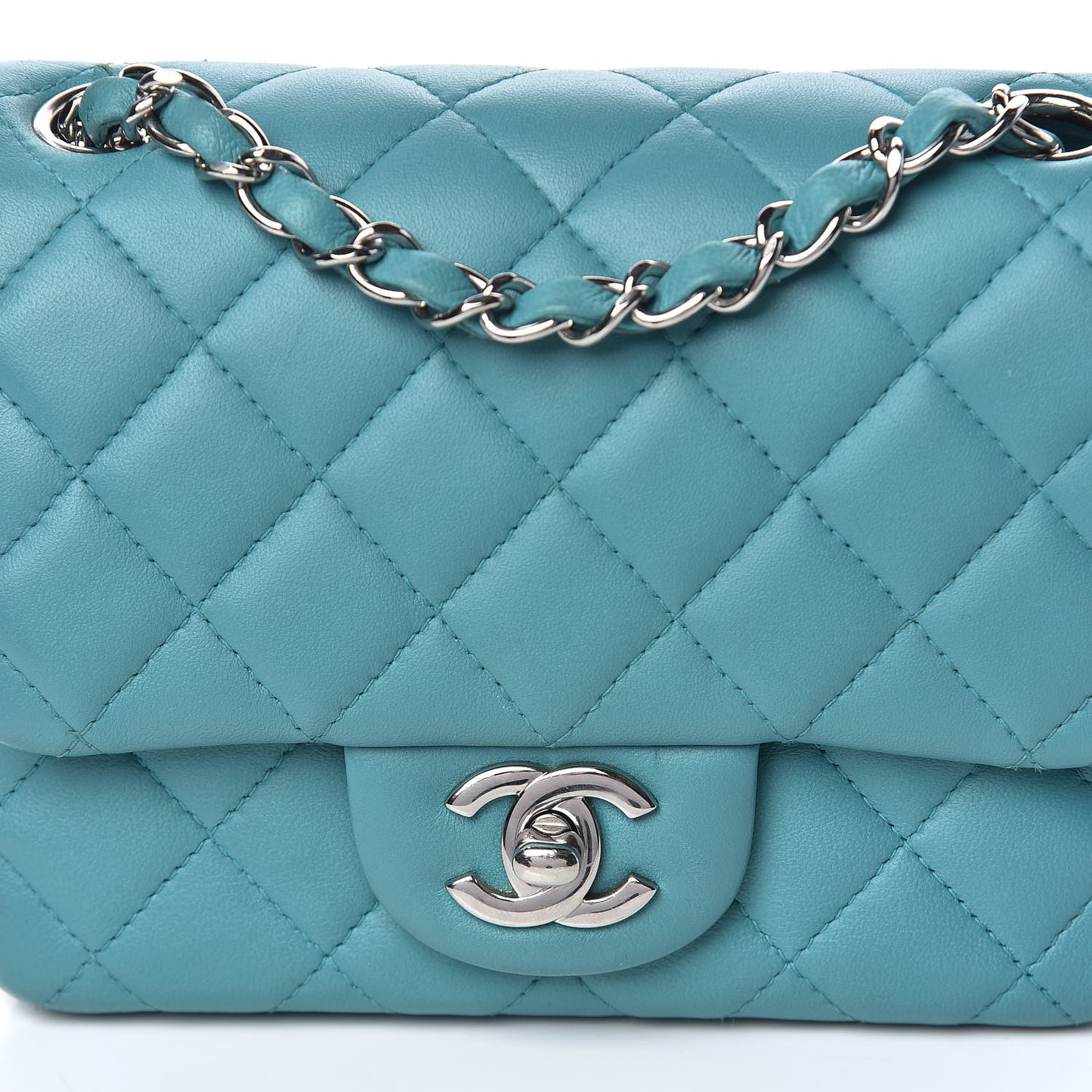 Lambskin Quilted Mini Square Flap Turquoise