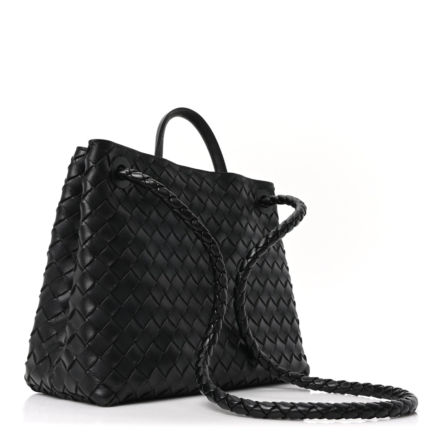 Nappa Intrecciato Medium Andiamo Shoulder Bag Black