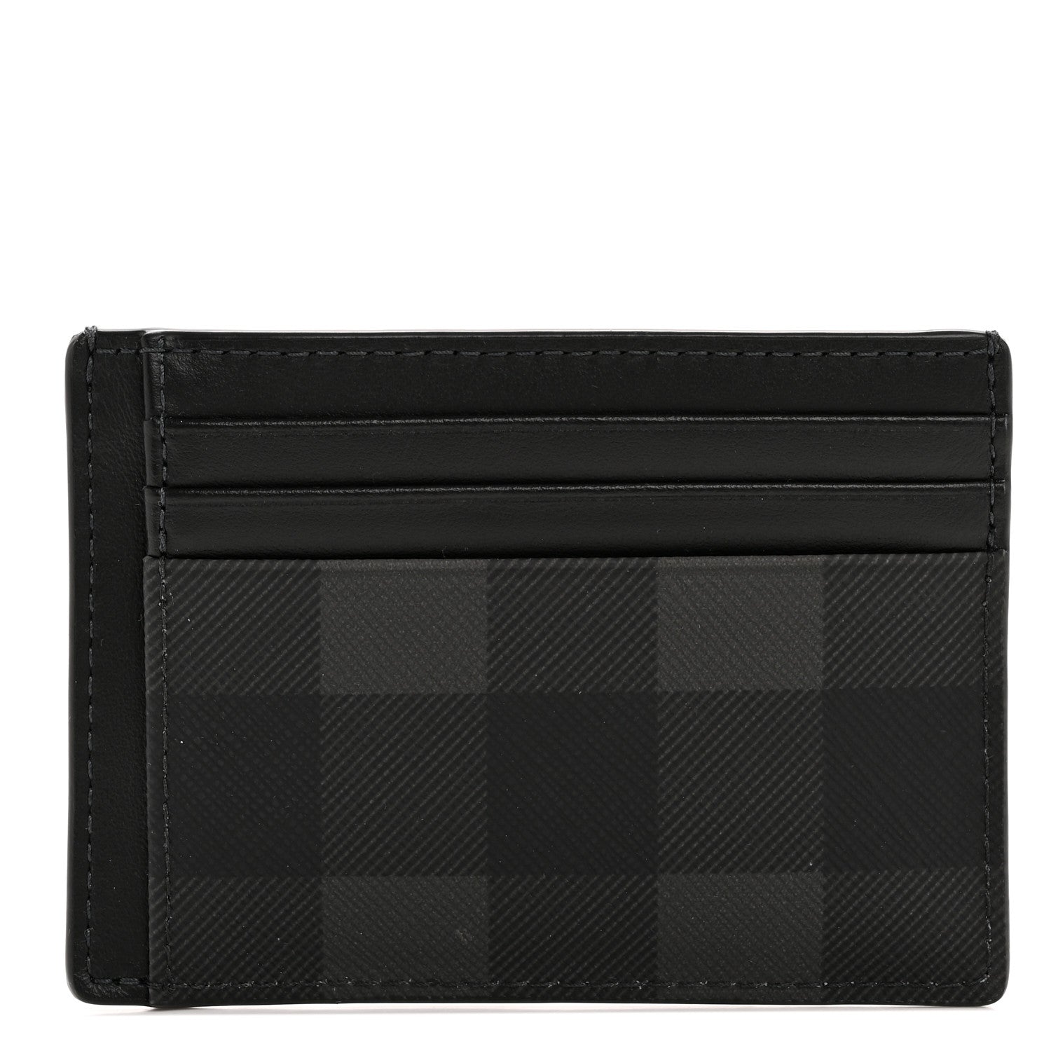 Burberry Coated Canvas Calfskin Check Money Clip Card Case Charcoal 1 of 9