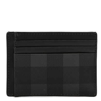 Burberry Coated Canvas Calfskin Check Money Clip Card Case Charcoal 1 of 9