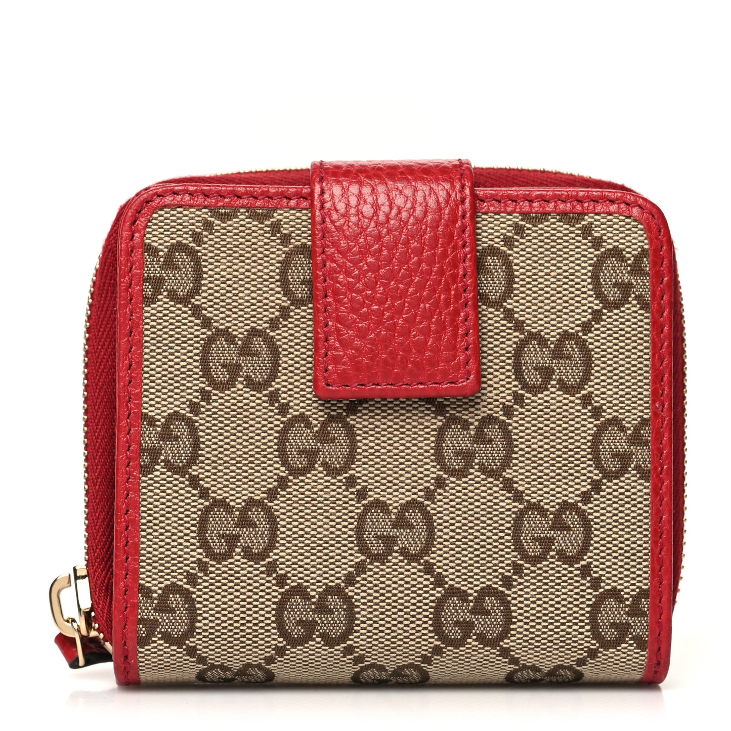 Monogram Dollar Calfskin Zip Around French Flap Wallet Beige Ebony Rosso