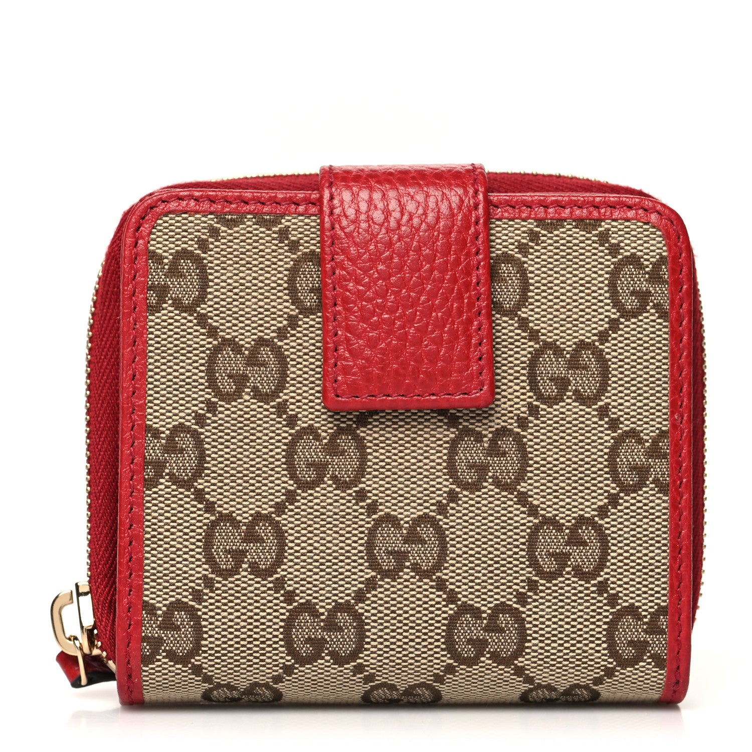 Gucci Monogram Dollar Calfskin Zip Around French Flap Wallet Beige Ebony Rosso 1 of 11