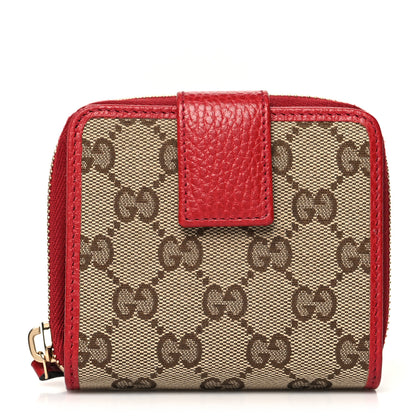 Gucci Monogram Dollar Calfskin Zip Around French Flap Wallet Beige Ebony Rosso 1 of 11